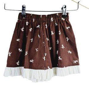 Hannah Kate RARE Little Girls Printed Reindeer Deer Skirt with Trim, Sz 4